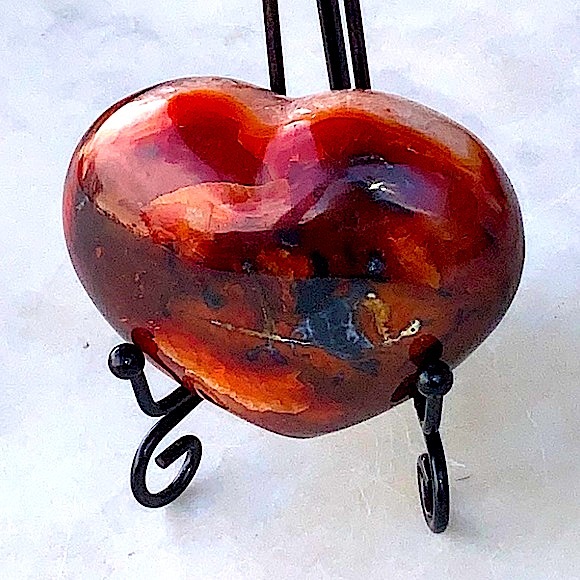 CARNELIAN HEART 3 1/2 IN PUFFY CHUNKY DRUZY CARVED NATURAL GEMSTONE NEW ENERGY - Picture 5 of 11